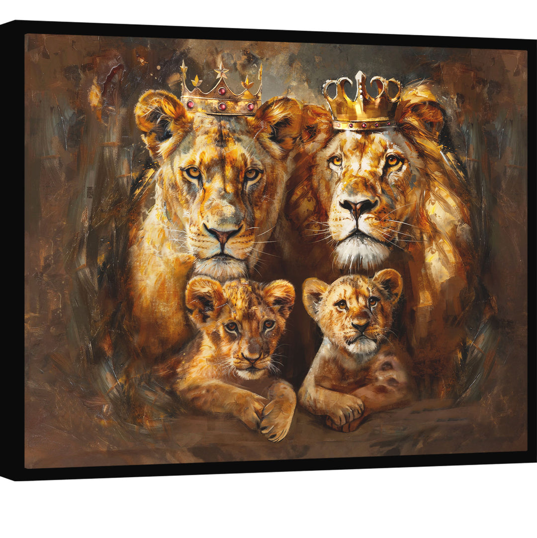 Royal Lion Family Abstract Canvas Print