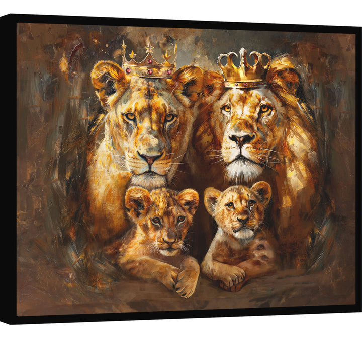 Royal Lion Family Abstract Canvas Print