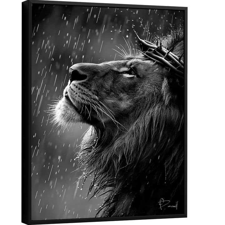 Sacred Lion Canvas Wall Art – Crown of Thorns Lion Print