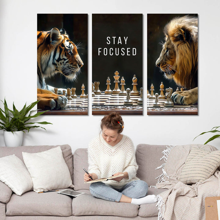 Game of Bease Lion vs Tiger Playing Chess