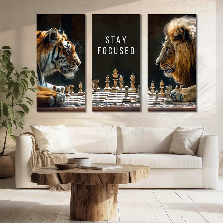 Game of Bease Lion vs Tiger Playing Chess