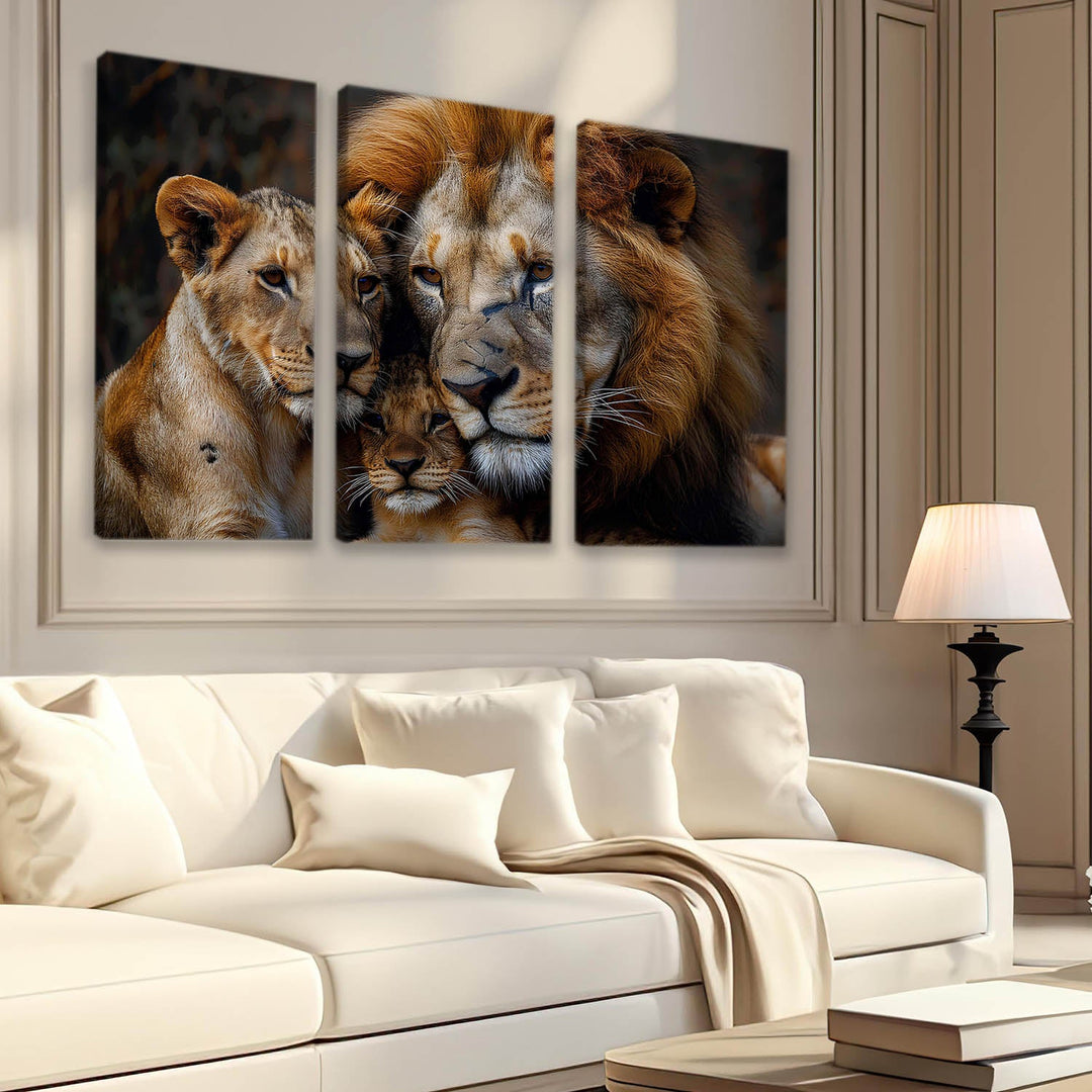 Cozy Lion Family Wall Art