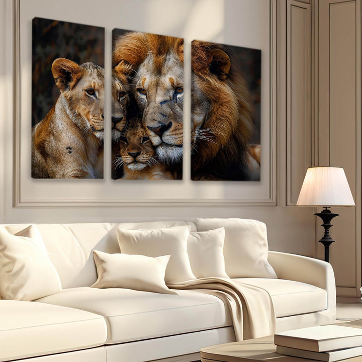 Cozy Lion Family Wall Art