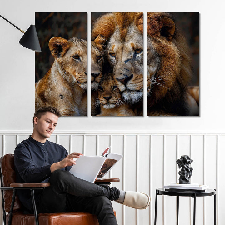 Cozy Lion Family Wall Art