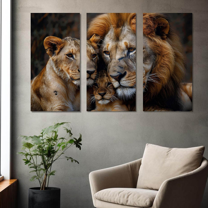 Cozy Lion Family Wall Art