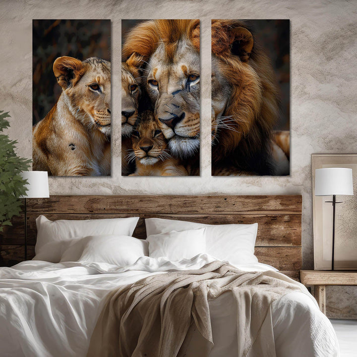 Cozy Lion Family Wall Art