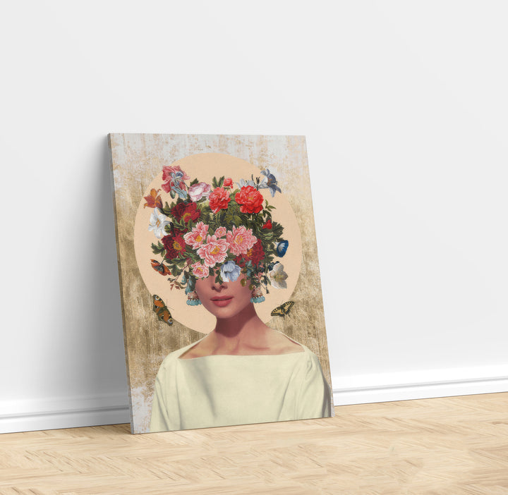 Abstract Floral Head Woman Canvas Print