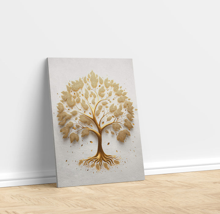 Tree of Life Abstract Golden Canvas Print