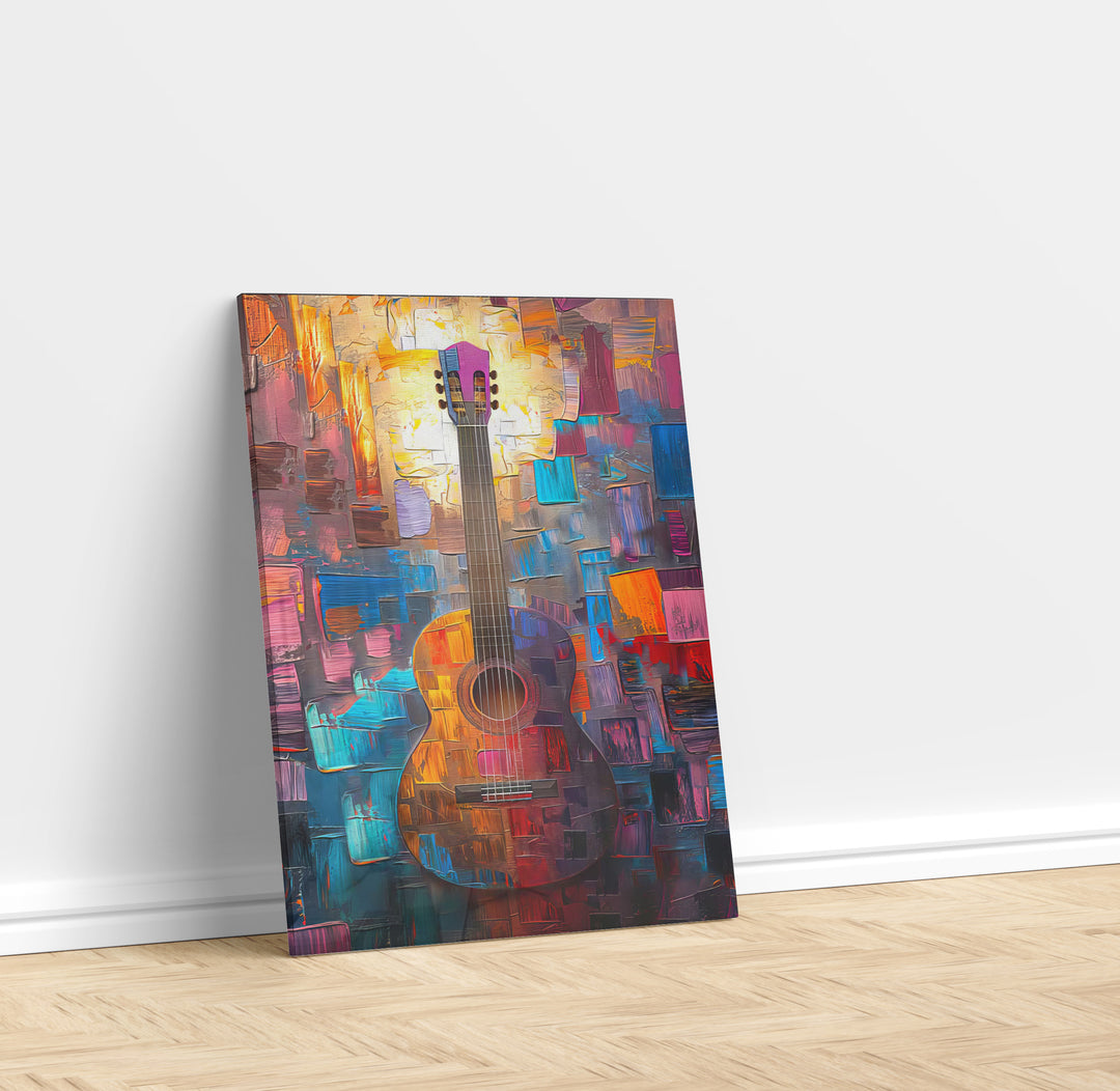 Guitar Harmony of Colors Painting Vibrant Music Art