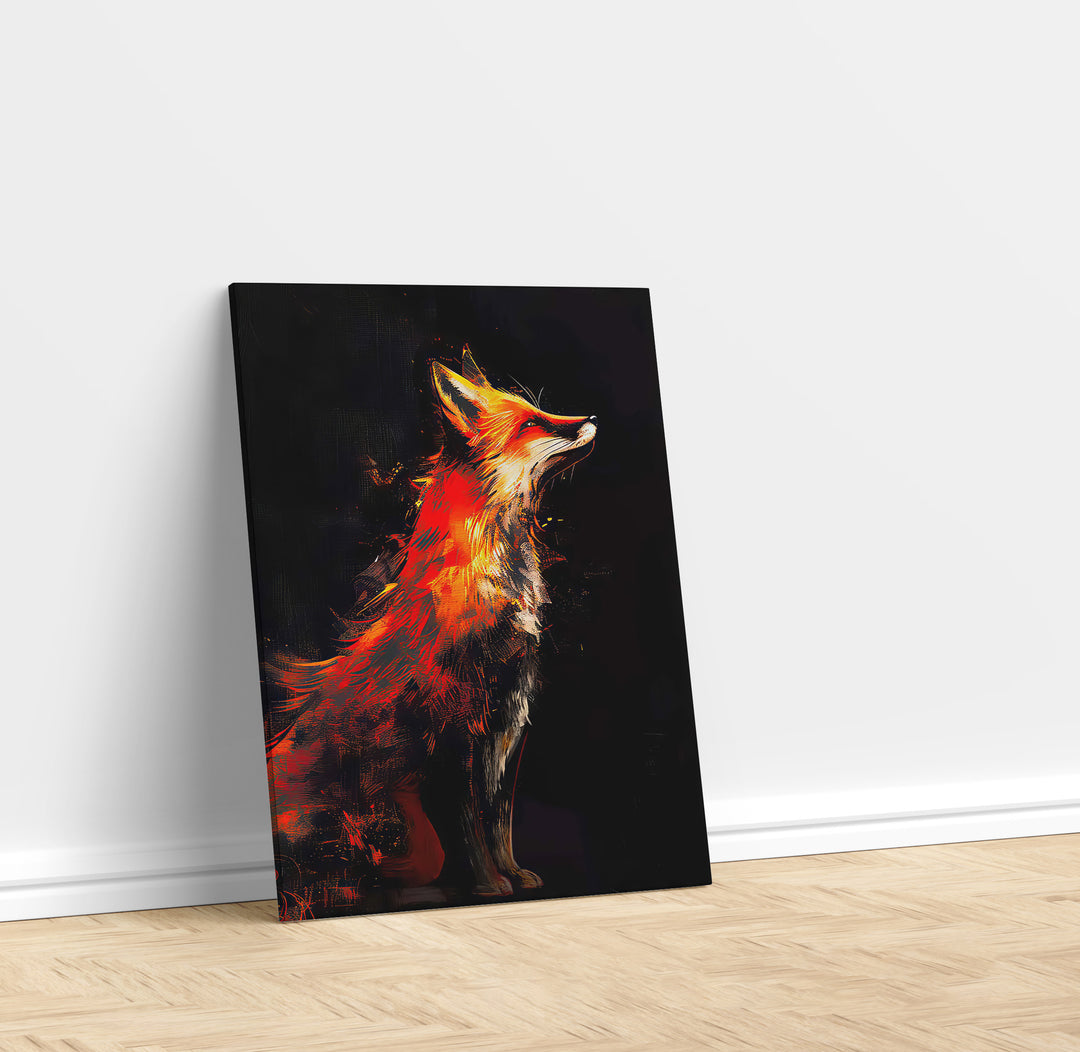 Fox in Flame Abstract Painting