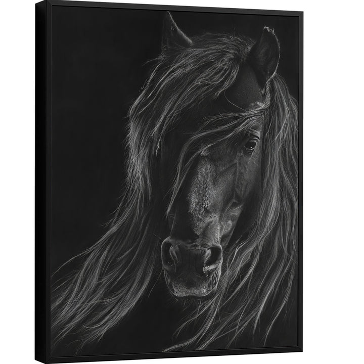 Abstract Black Horse Painting