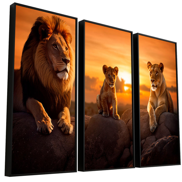 Lion Family 3 Peice wall art