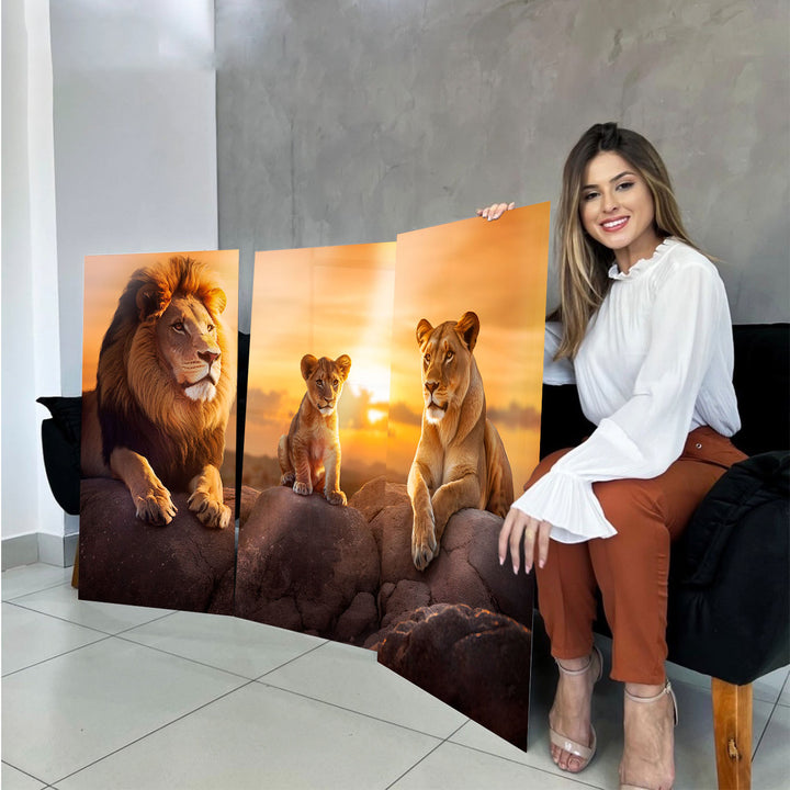 Lion Family 3 Peice wall art