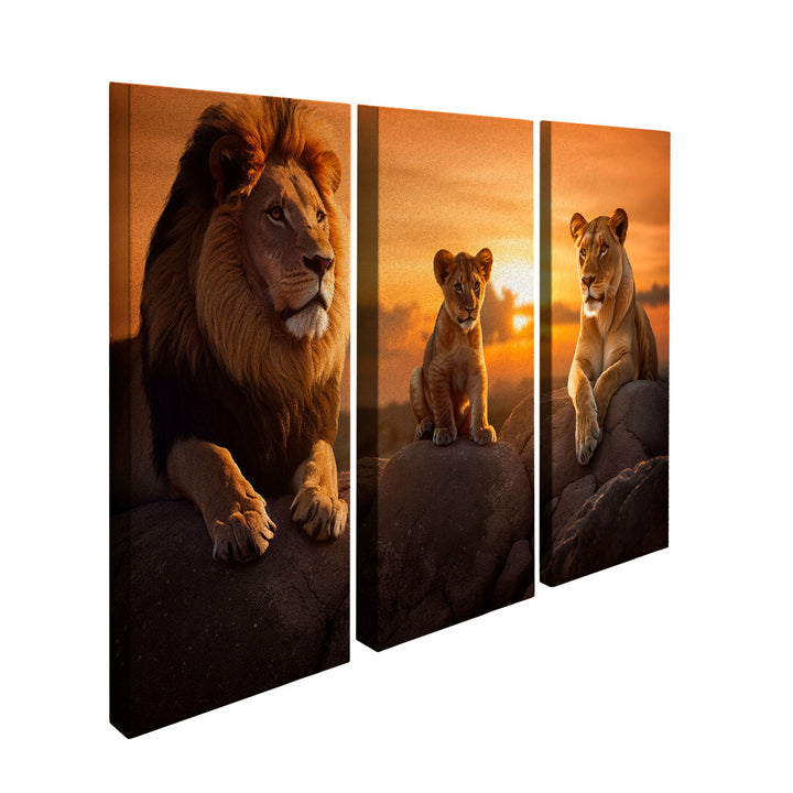 Lion Family 3 Peice wall art