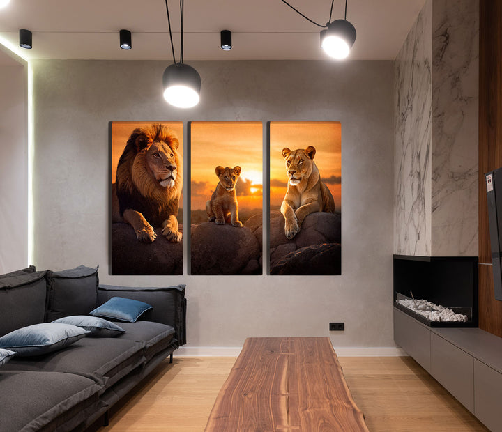 Lion Family 3 Peice wall art
