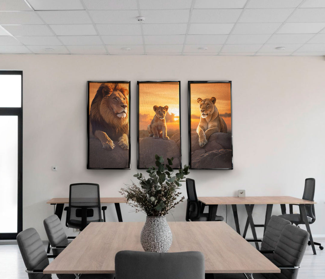 Lion Family 3 Peice wall art