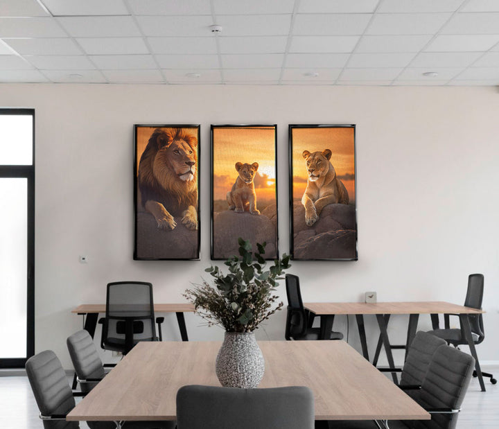 Lion Family 3 Peice wall art