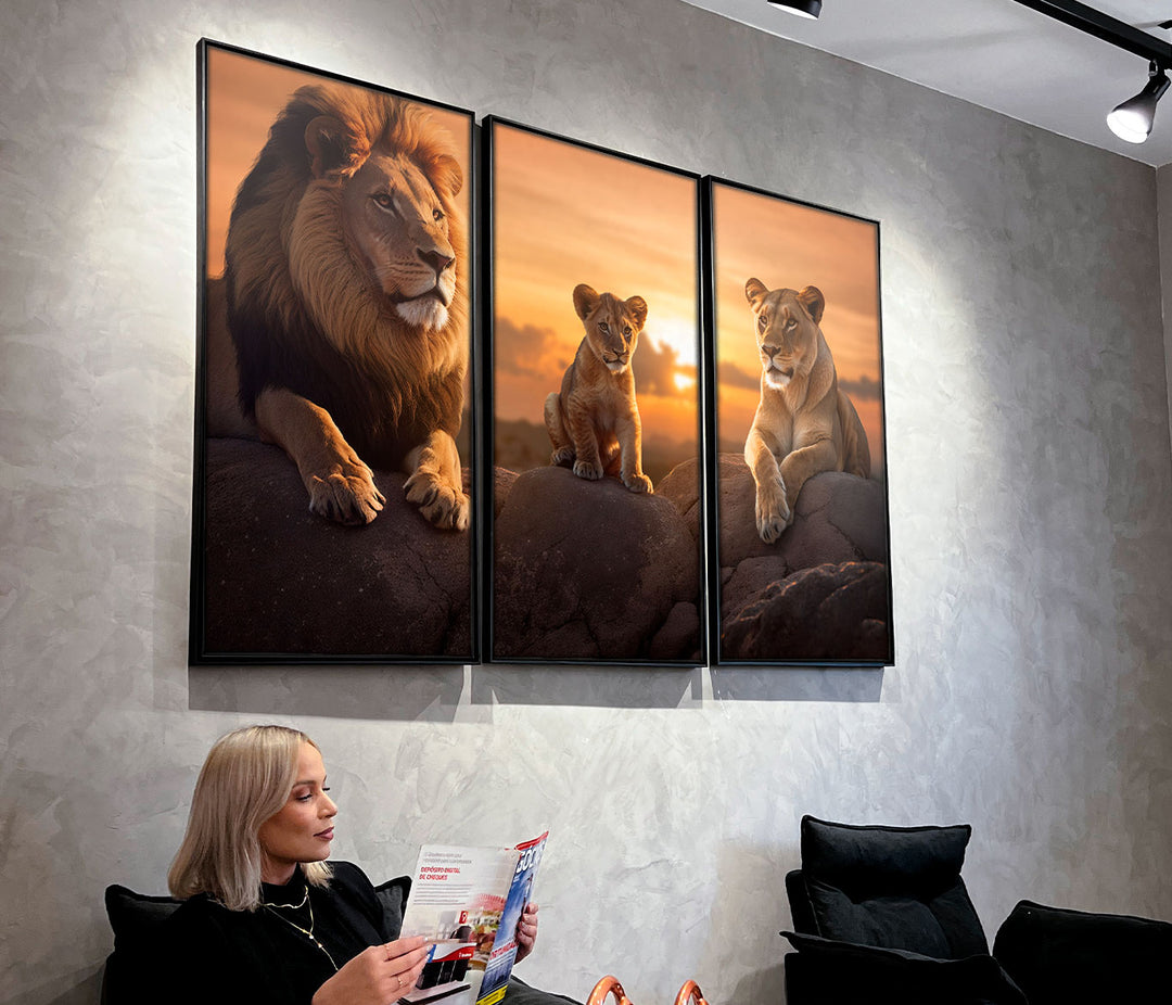 Lion Family 3 Peice wall art