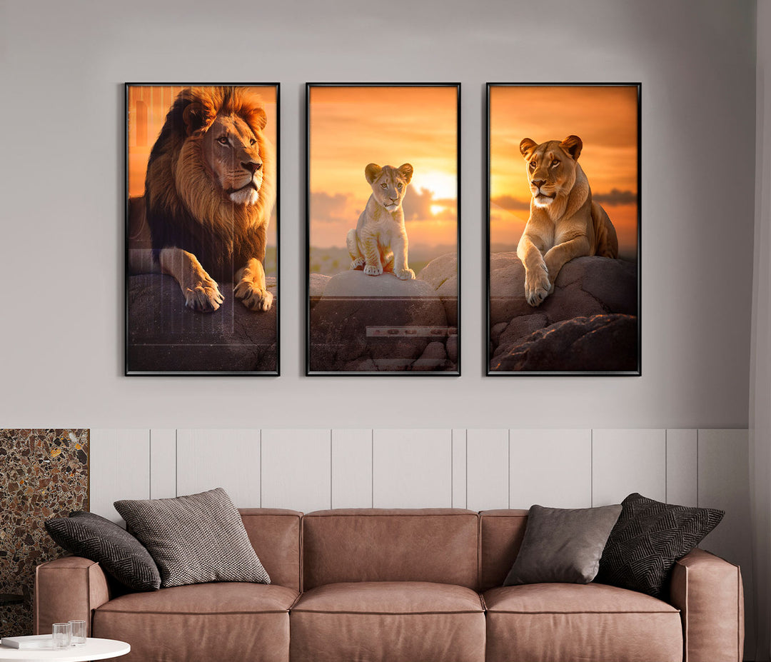Lion Family 3 Peice wall art