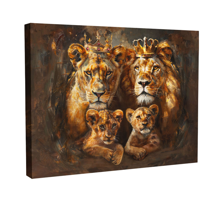 Royal Lion Family Abstract Canvas Print