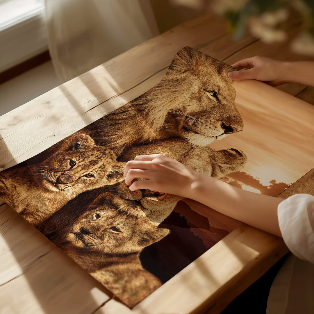 Peaceful Lion Family Canvas Print