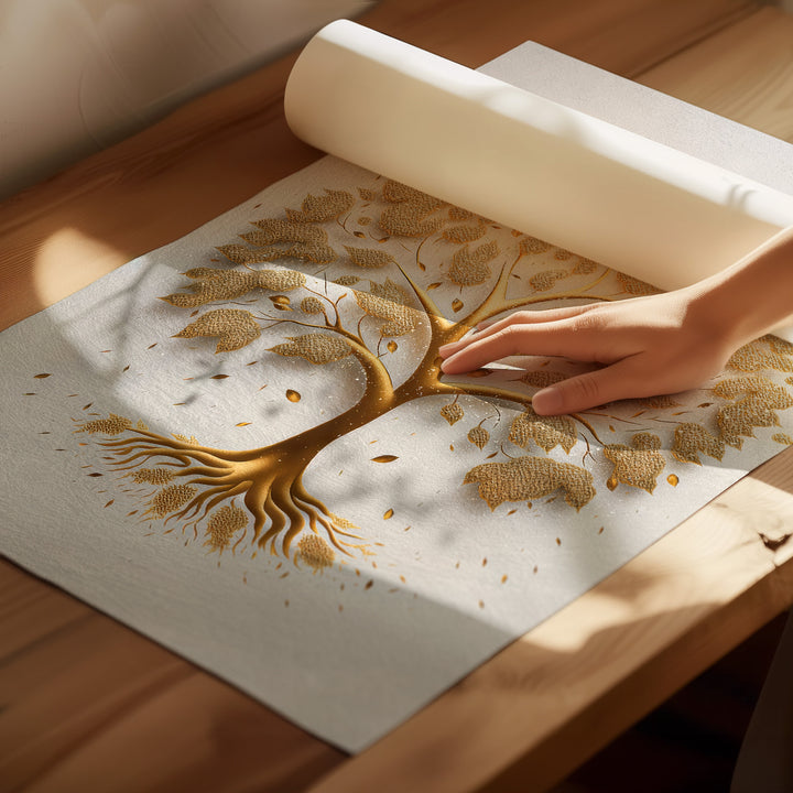 Tree of Life Abstract Golden Canvas Print