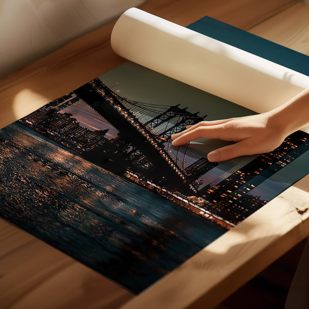 NYC Brooklyn Bridge Night View Canvas Print