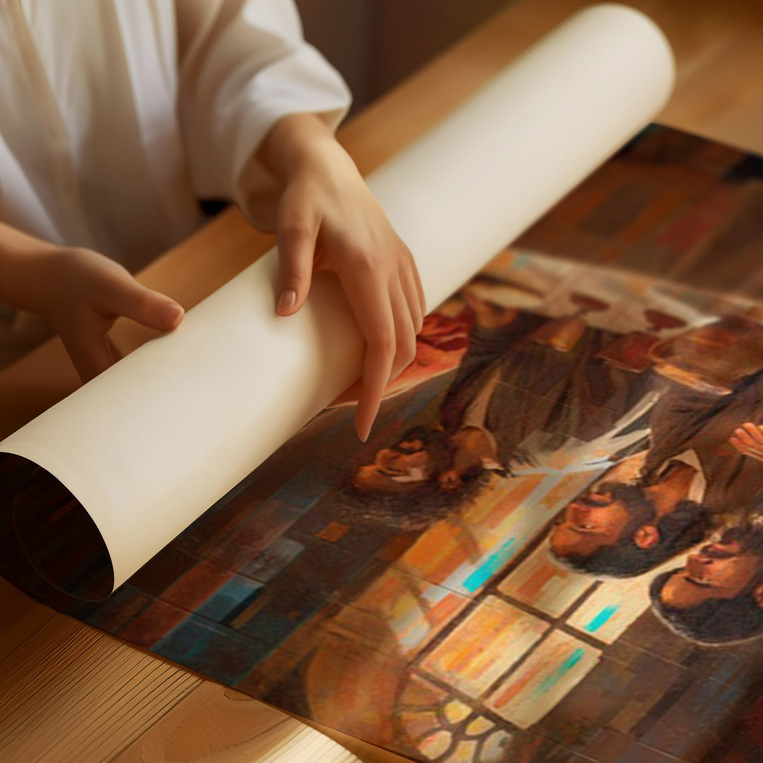 Holy Supper Grid Canvas – Modern Last Supper Wall Art