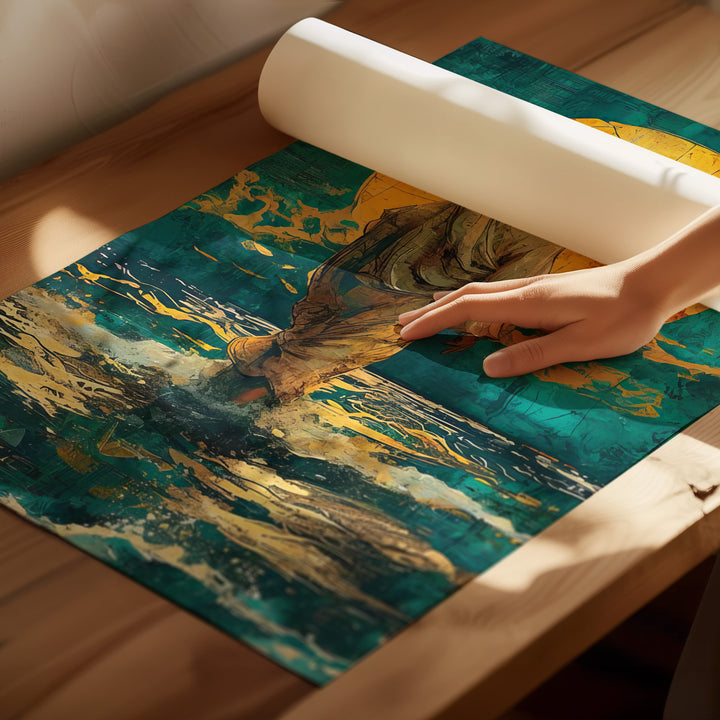 Abstract Painting of Jesus on Water