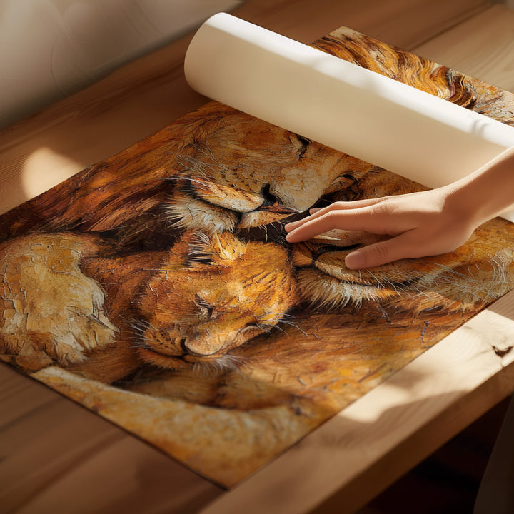 Cozy Lion Family Painting