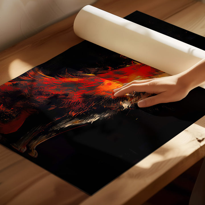 Fox in Flame Abstract Painting