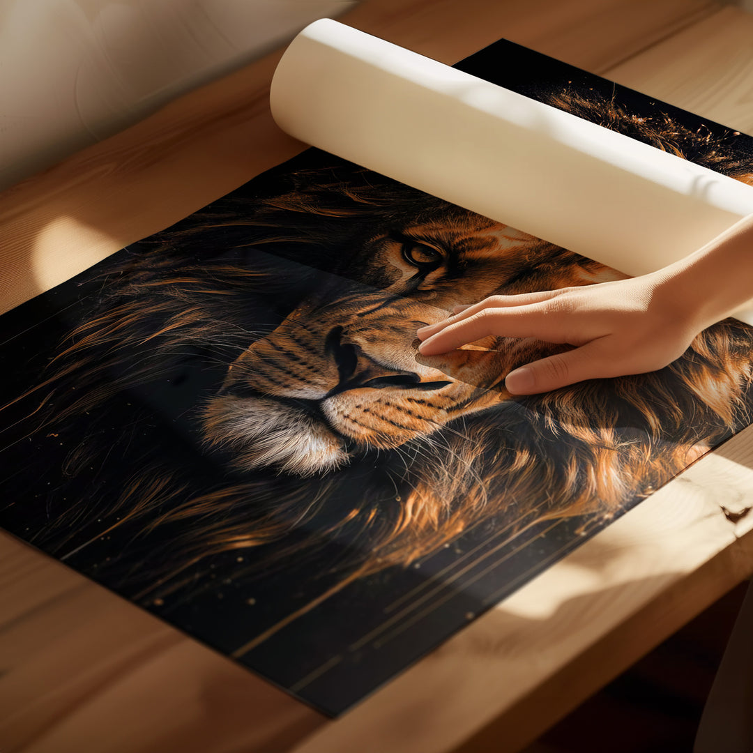 Molten Gold Lion Canvas – Regal Golden Lion Wall Art
