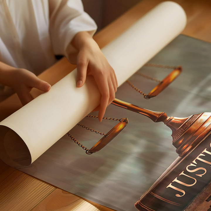 Justice Symbols Canvas Print – Law Office Wall Art with Scales