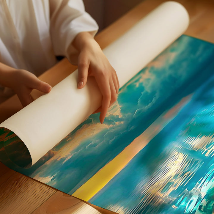 Blue Abstract Boat Sea Painting