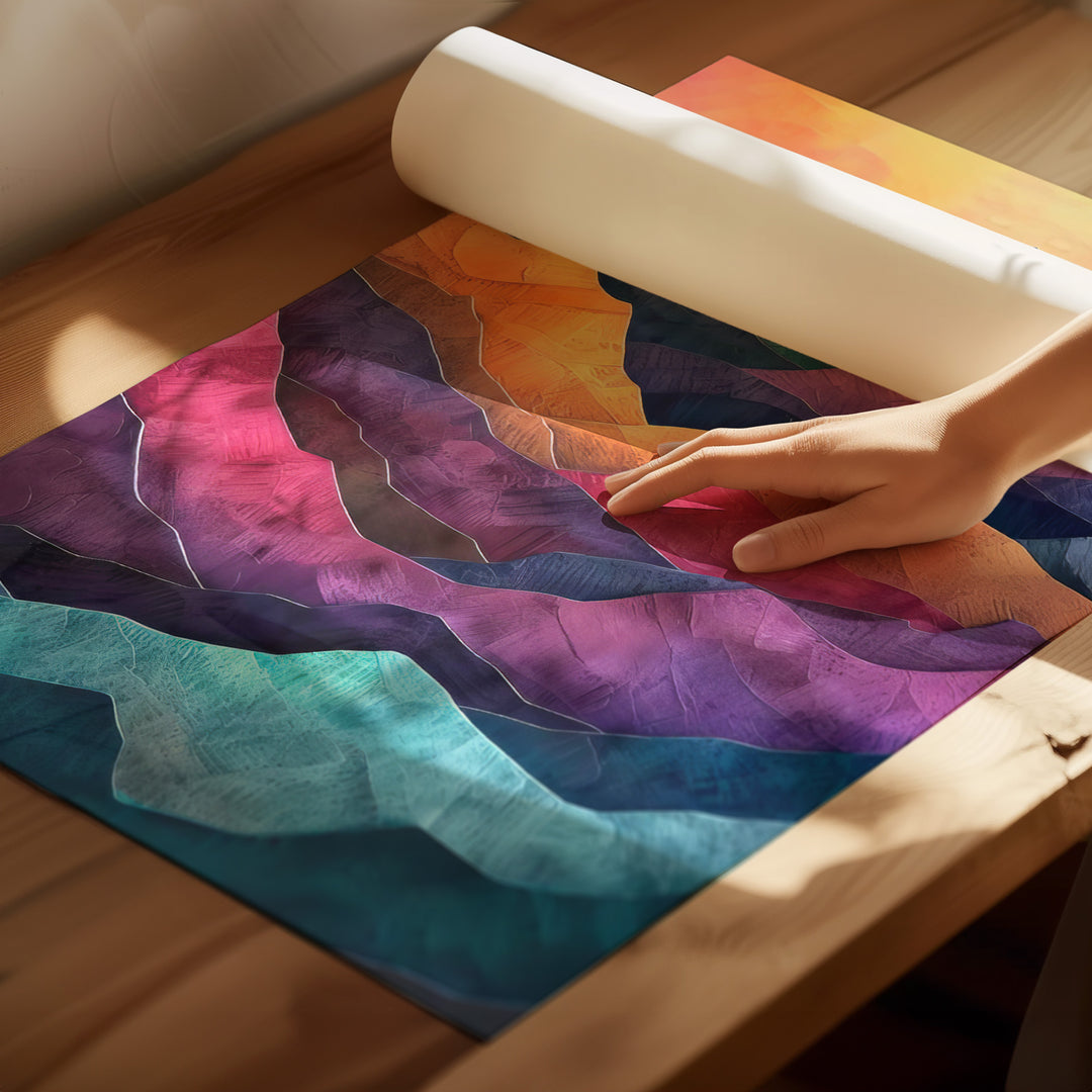 Colorful Mountains Abstract Wavy Canvas Print