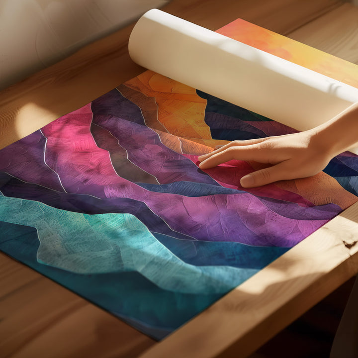Colorful Mountains Abstract Wavy Canvas Print