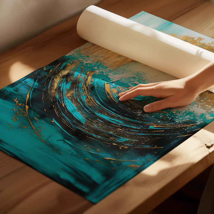 Abstract Canvas Wall Art – Meeting Of The Sun And The Sea Painting