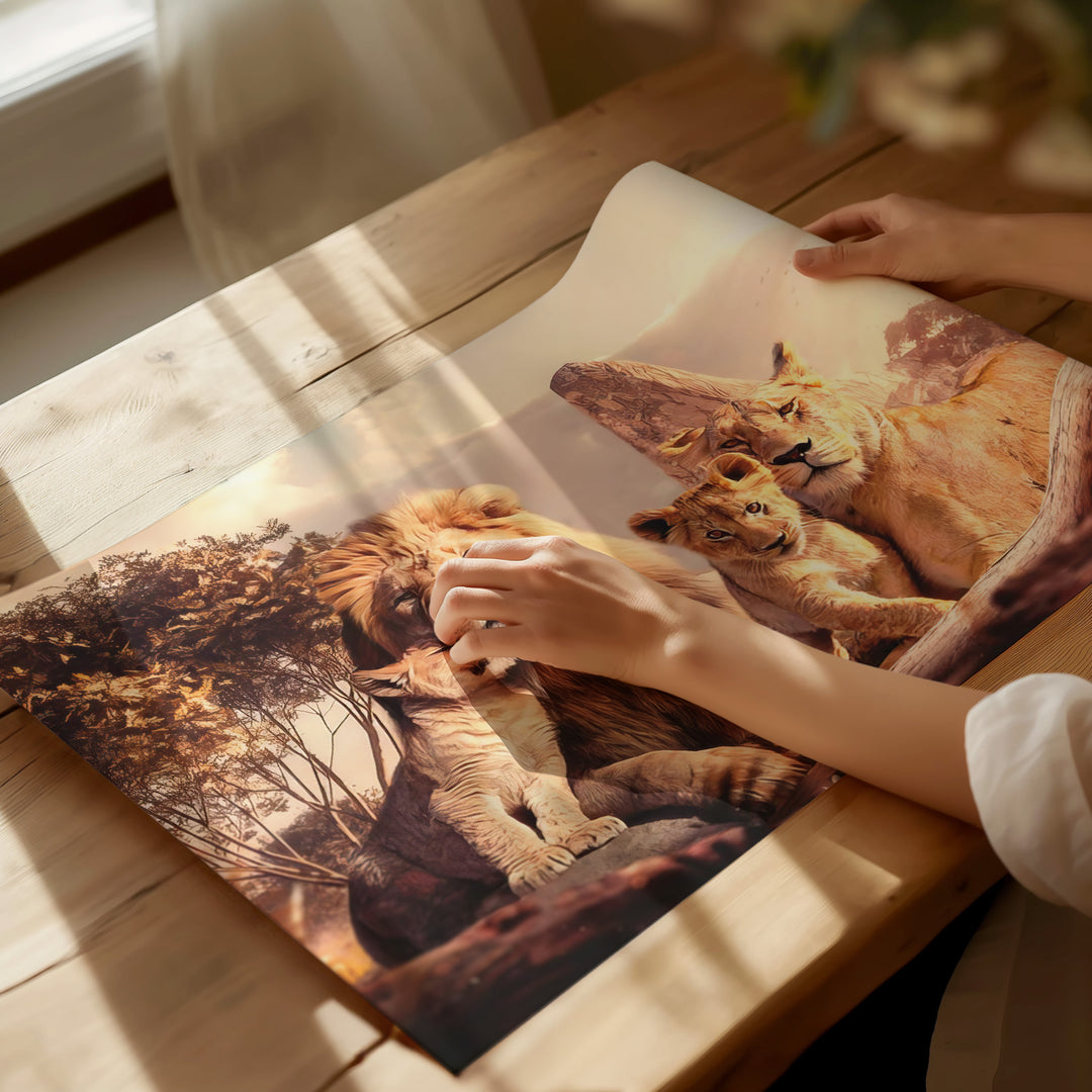 Roaring Cozy Lion Family Wall Art
