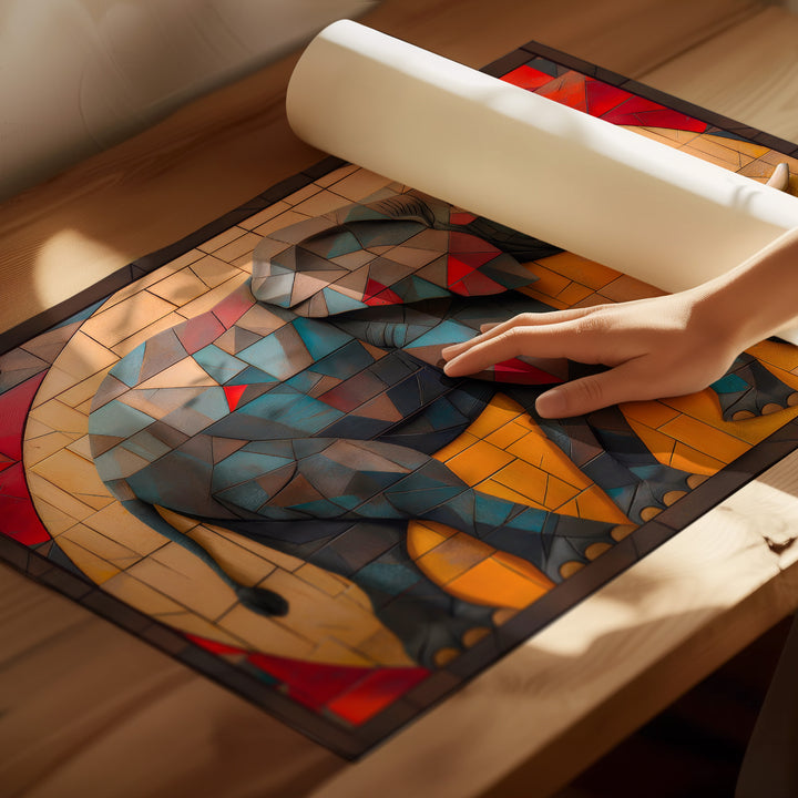 Elephant mosaic painting 3d canvas print