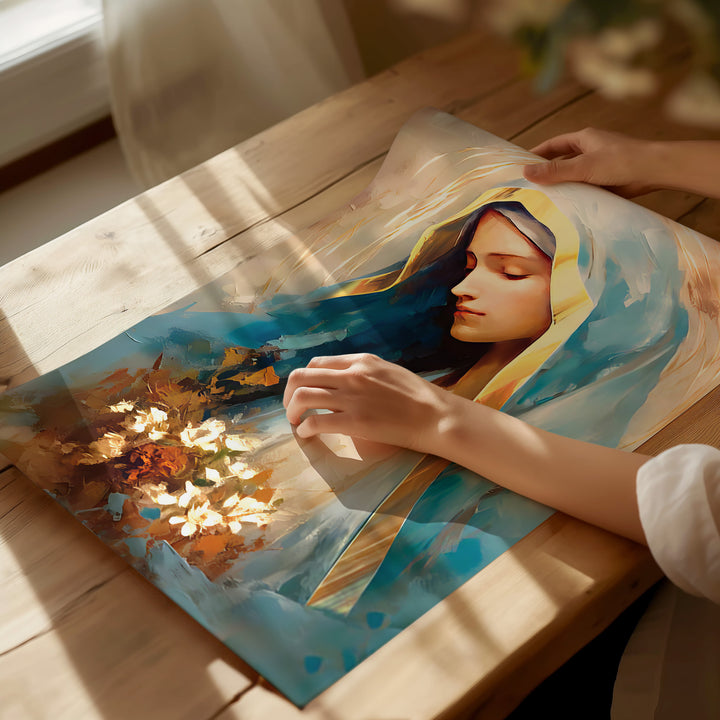 Mother Mary Our Lady of Grace  Virgin Mary Watercolor Painting, Spiritual Catholic Prints