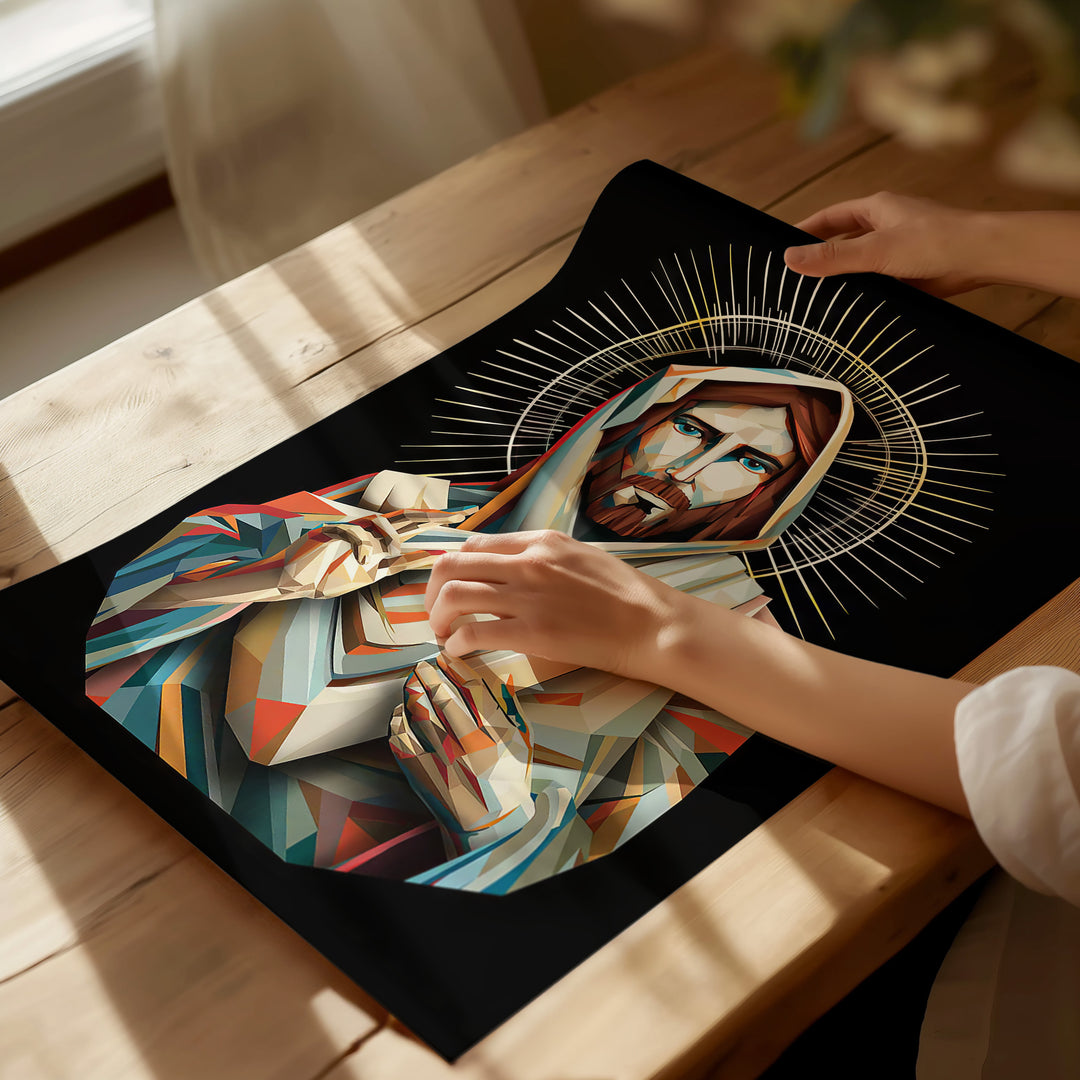Jesus Wall Art  Abstract Jesus Painting  Christian Wall Art  Farmhouse Wall Decor