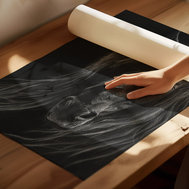 Abstract Black Horse Painting