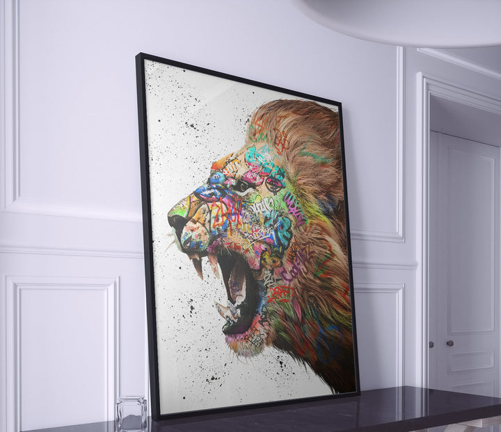 Lion Graffiti Pop Wall Art Canvas Print