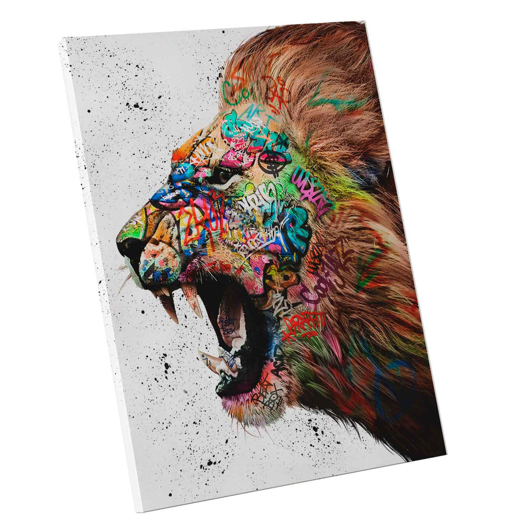 Lion Graffiti Pop Wall Art Canvas Print