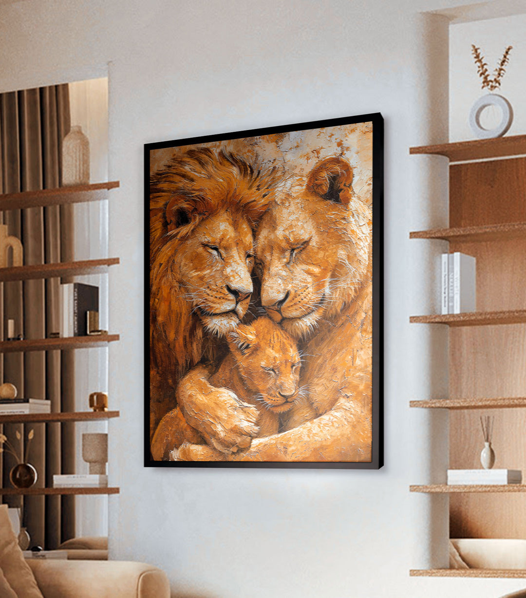Cozy Lion Family Painting