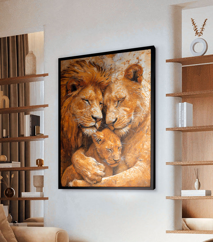Cozy Lion Family Painting