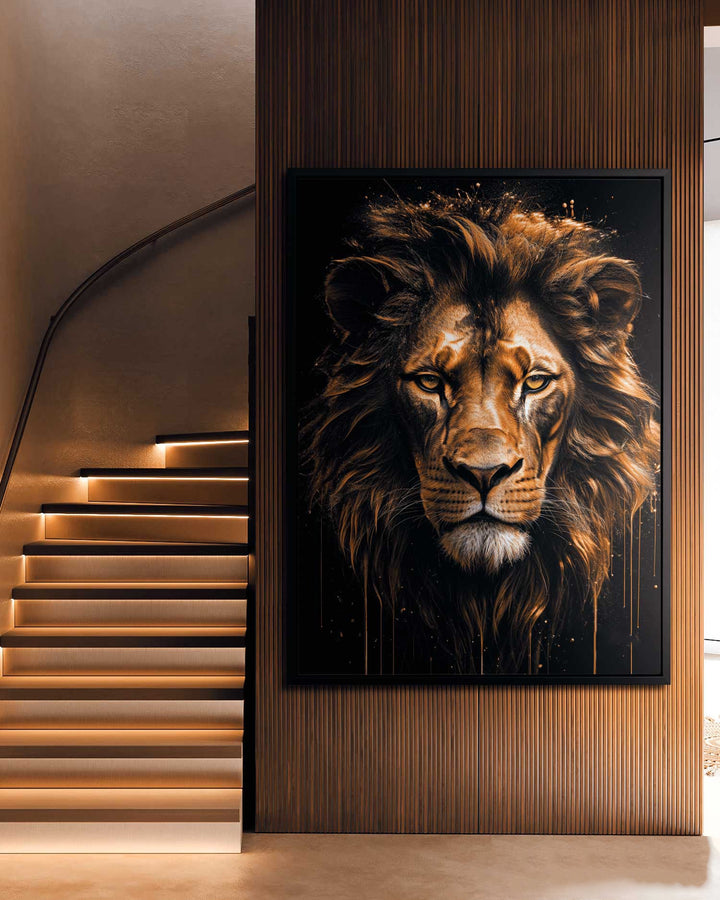 Molten Gold Lion Canvas – Regal Golden Lion Wall Art