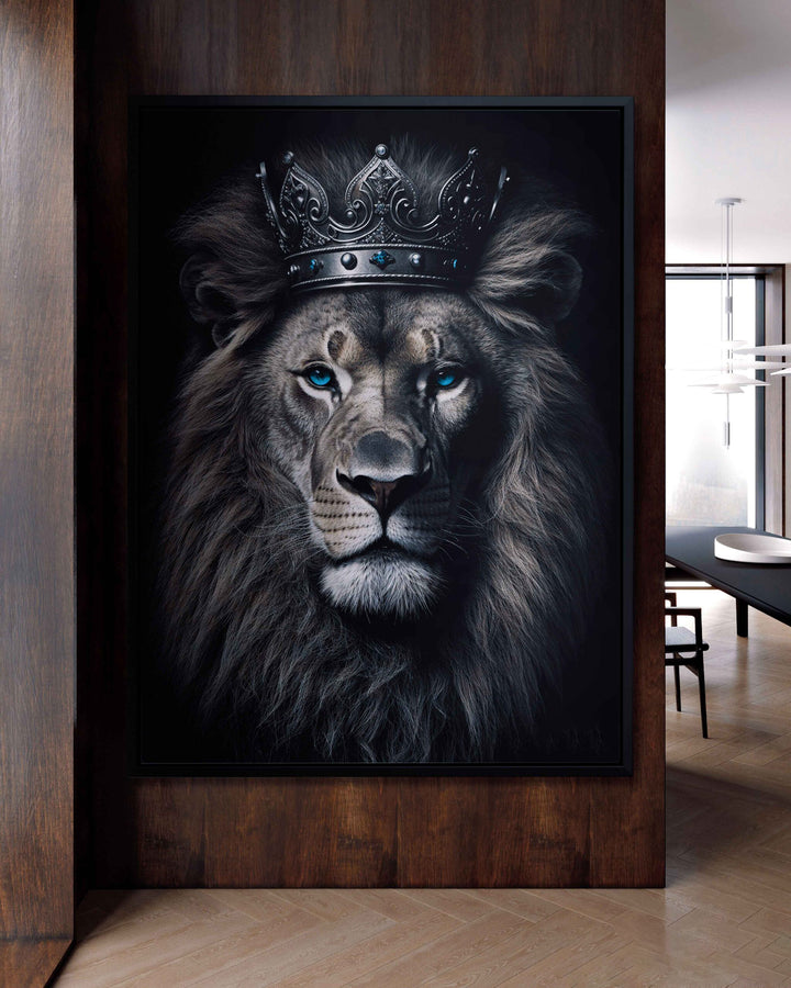 Royal Lion With Crown Modern Canvas Print