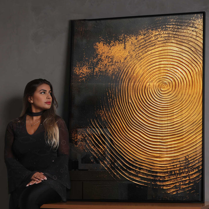 Abstract Painting Golden Ripples