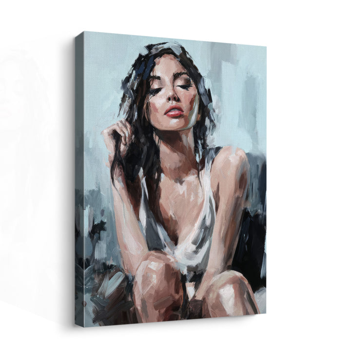 Serene Femininity – Abstract Female Portrait Canvas Print